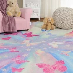 Butterfly Colorful Kids Playroom Nursery Washable Indoor Area Rug By Blue Nile Mills -Professional Childrens Furniture Store GUEST f412a38a a2b5 4d57 b0dd 223630649e1c