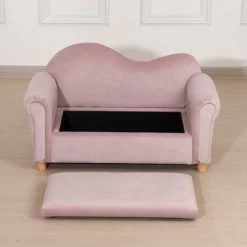 Qaba Ergonomic Foam Kids Sofa With Inner Toy Storage Chest, Velvet Kids Couch With Soft Arms, Children's Lounge Furniture, Pink -Professional Childrens Furniture Store GUEST f4c11071 1e3c 46a8 a111 7045d87f1b7a