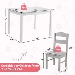 Costway Kids 5 Piece Table & Chair Set Wooden Children Activity Playroom Furniture Gift -Professional Childrens Furniture Store GUEST f535b6e0 f7c8 4a71 89a9 b5bbb021b779