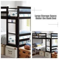 Costway Twin Over Twin Wood Bunk Beds Ladder Safety Rail EspressoWhite 14 Costway Twin Over Twin Wood Bunk Beds Ladder Safety Rail EspressoWhite -Professional Childrens Furniture Store GUEST f5b24daa 7c96 4ec1 a91b 432495f60332