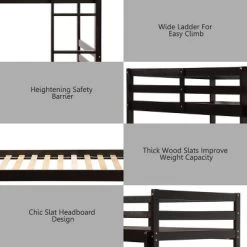 Costway Twin Over Twin Wood Bunk Beds Ladder Safety Rail EspressoWhite 16 Costway Twin Over Twin Wood Bunk Beds Ladder Safety Rail EspressoWhite -Professional Childrens Furniture Store GUEST f694b9e9 18d8 49b5 bb88 46a8f6752fd7