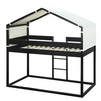 Wood Twin Over Twin Bunk Bed With Tent-ModernLuxe 6 Wood Twin Over Twin Bunk Bed With Tent-ModernLuxe - Image 6