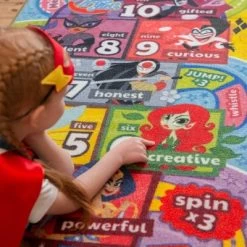 KC CUBS | DC Super Hero Girls Kids Hopscotch Number Counting Educational Learning & Game Play Nursery Bedroom Classroom Rug Carpet, 2' 7" X 6' 0" -Professional Childrens Furniture Store GUEST f9aafd5a ec3d 4ecb 9f5d e3aa2ca870a4