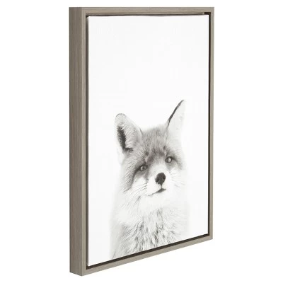 Fox Framed Canvas Art Gray (24"x18") - Uniek 1 Fox Framed Canvas Art Gray (24"x18") - Uniek
