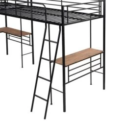 Metal Twin Size Loft Bed With Two Built-in Desks, Black - ModernLuxe -Professional Childrens Furniture Store GUEST fa00b52a 6bfe 469d ae39 34ad89204383