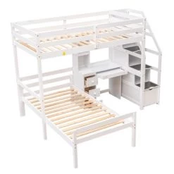 Twin Size Loft Bed With Separate Bed, Staircase For Storage, Desk, Shelves And Drawers - ModernLuxe -Professional Childrens Furniture Store GUEST fa7b5471 a599 4429 8594 1bcc1ea84593
