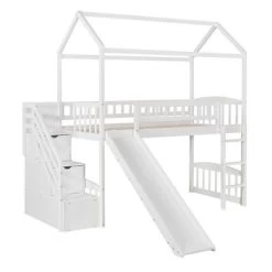 Twin Size House Shape Loft Bed With Two Drawers And Slide - ModernLuxe 12 Twin Size House Shape Loft Bed With Two Drawers And Slide - ModernLuxe -Professional Childrens Furniture Store GUEST fac698c3 d2c1 4b94 9b20 1af54f6518d7