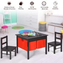 Costway 2-in-1 Kids Activity Table & 2 Chairs Set W/Storage Building Block Table -Professional Childrens Furniture Store GUEST fb431611 b66c 4719 a883 64ddef49726c