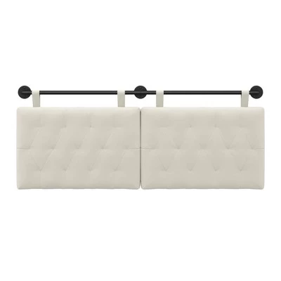 Full/Queen Remi Diamond Button Tufted Headboard Cloud White - Nathan James 2 Full/Queen Remi Diamond Button Tufted Headboard Cloud White - Nathan James - Image 2