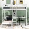 Convertible Loft Bed With L Shaped Desk, Shelf And Ladder, White - ModernLuxe