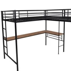 Metal Twin Size Loft Bed With Two Built-in Desks, Black - ModernLuxe -Professional Childrens Furniture Store GUEST fdb53b35 fd51 4da3 82ed 7e8a408cd402