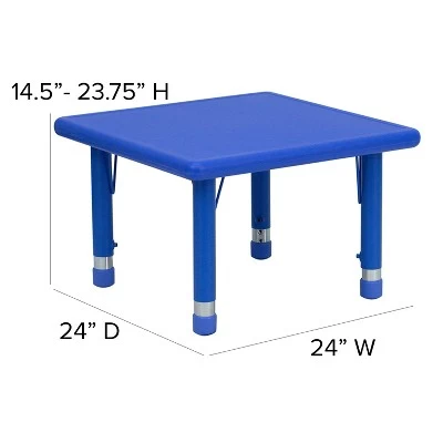 Flash Furniture 24" Square Plastic Height Adjustable Activity Table 3 Flash Furniture 24" Square Plastic Height Adjustable Activity Table - Image 3