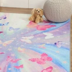Butterfly Colorful Kids Playroom Nursery Washable Indoor Area Rug By Blue Nile Mills -Professional Childrens Furniture Store GUEST ff0f7c9f bfd8 47e3 ad55 3c28917e827b
